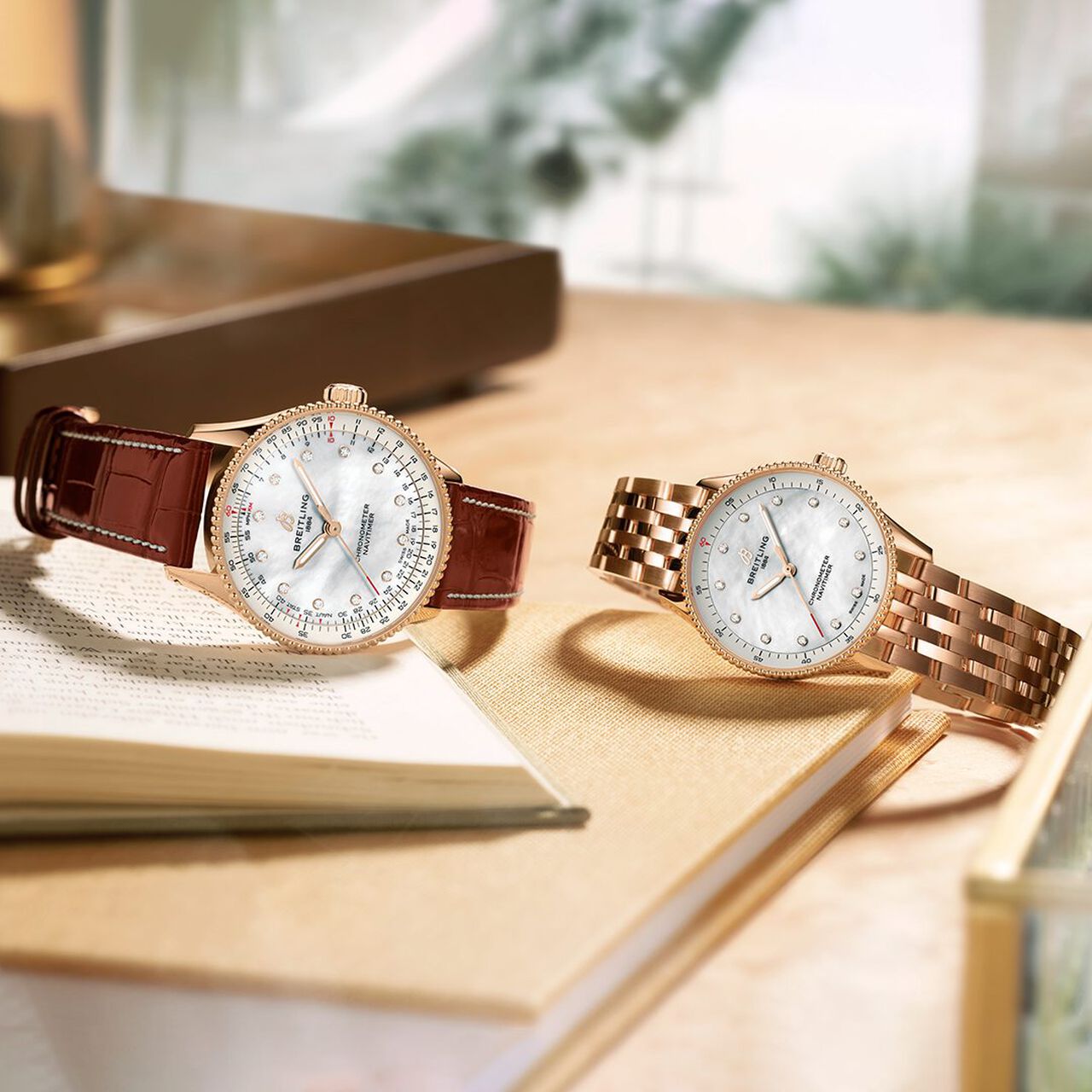 Breitling Navitimer Quartz 32 mm Red Gold and Diamond R77320E61A1R1 Lifestyle image number 3